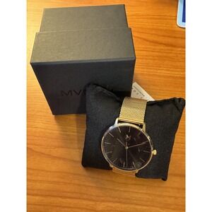 MVMT Boulevard Womens Watch Black Dial Gold Mesh Strap NIB Box Luxury Quartz